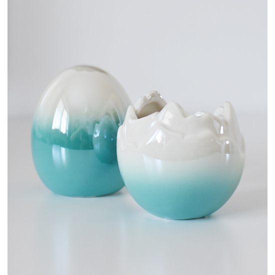 Skorupka Jajka Ceramiczna Niebieska, Ozdoba na Wielkanoc, Skandynawski Styl